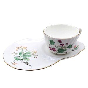 Vintage Royal Kent Staffordshire England Floral Porcelain Cup & Snack Tray Set